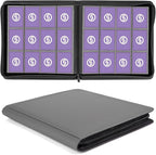 SMYV 12 Pocket Trading Card Binder, Premium PU Cover Card Binder for 720 Cards, Ringless Side Loading Card Collection Album Folders for MTG, TCG, Game Cards & Sports Cards (Grey)