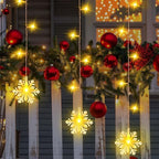 150 LED Christmas Icicle Lights with Snowflakes, Hanging Snowflake Light with 8 Modes, Connectable Warm White Icicle Lights for Outside, Roof, Window, Holiday Party Decor