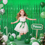 5 Pack Green Streamers Backdrop Metallic Foil Fringe Tinsel Curtains for Birthday Dinosaur Animal St Patrick's Day Football Christmas Jungle Theme Party Decorations