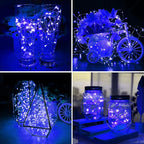 ZGWJ 100 Pack Fairy Lights Battery Operated, 7ft 20 Mini LED Fairy String Lights Silver Wire 3 Modes for DIY, Parties, Wedding, Bedroom, Halloween Christmas Decoration Blue