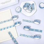 Whaline 12 Rolls Blue Floral Washi Tape Chinoiserie Flower Washi Tape Vintage Masking Decorative Gift Wrapping Paper Tape for DIY Craft Scrapbook Envelope Party Favor Supplies