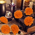 80 Pcs Artificial Marigold Flowers,2" Silk Marigold Flower Heads with Stems,Orange Flowers Artificial for Diwali Decor,Indian Wedding,Home,DIY Wreath Garland,Day of The Dead Decorations