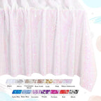 QueenDream Sparkly Sequin Tablecloth - White Iridescent Table Cloth 50x80 Inches Rectangle Table Overlay Fabric for Birthday Parties Baby Shower Decoration