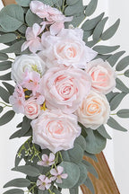 Pink Wedding Arch Flowers Set of 2 for Wedding Welcome Signs, Artificial Wedding Flowers for Wedding Ceremony Outside(Pink & Ivory)