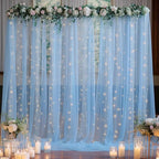 10x10 Blue Tulle Backdrop Curtains for Parties, Sheer Backdrop Curtain Wedding Photo Background Drapes for Baby Shower Photography Birthday Party