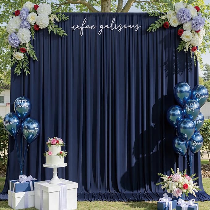 30ftx10ft Navy Blue Backdrop Curtains for Party Background, Wrinkle Free 6 Panels Navy Photo Backdrop Drapes Back Drop Cloth for Wedding Birthday Photography Baby Shower Decor