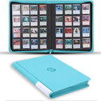 Snekdy premium 1024-pocket trading card binder, 16-pocket cards album, waterproof PU-leather Cover album with side loading, holds gaming, baseball, basketball & sports cards Turquoise