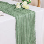 Snowkingdom Sage Green Cheesecloth Table Runner, 160 Inch 13 Ft Rustic Boho Sheer Gauze Cheese Cloth Runner for Wedding Bridal Baby Shower Birthday Home Party Table Centerpiece Deocrations