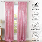 ShinyBeauty Rose Pink Backdrop 2FTx8FT Sequin Backdrops 8 Panels Photo Backgrounds Shimmer Background Sparkly Curtains 16Ftx8FT for Birthday Wedding Party Decor