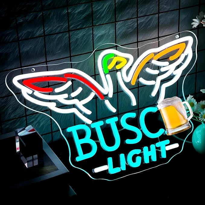 Beer Neon Sign Light for Wall Decor - Beer Bar Acrylic USB Powered LED Wall Art Decor, Light Up Sign Dimmable, for Man Cave Beer Bar Pub Business Club Party Garage 16.54" × 10.24"