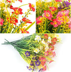12 Bundles Artificial Outdoor Flowers Lifelike UV Resistant Fake Plastic Plants Indoor Outside Hanging Plants Garden Porch Window Box Decor (Mix 6 Colors)
