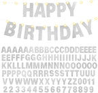 TaoBary 112 Pcs DIY Letter Kit Glitter Customizable Banner Letters Include 107 Letters and Numbers 3 Rope and 2 Needles for Birthday Halloween Christmas Wedding Valentine Party Decor(Silver)