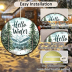 Round Christmas Metal Tin Sign Hello Winter Sign Christmas Pine Trees Welcome Door Sign Xmas Winter Holiday Farmhouse Rustic Wreath Sign for Indoor Outdoor Home Wall Window Decor 12*12 in