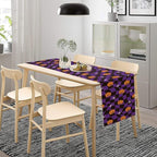 Halloween Table Runner,Purple Checkered Pumpkin Table Runner for Kitchen Dining Table Decoration Home Party Decor 13x36 Inch