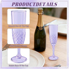 Plastic Champagne Flutes, 12PCS Purple Wine Glasses Goblets Cups Reusable Flute, for Weddings Bachelor Parties Toasting and Events(12,Purple)
