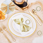 100 Pcs Gold Disposable Napkin Rings, Delicate Pearl Napkin Ring Holder, White & Golden Beaded Serviette Buckles for Formal Wedding Dinner Home Decor Party Supplies