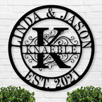 Personalized Metal Name Signs, Split Letter Monogram Wall Decor, Custom Last Name Sign, Family Name Sign for Outdoor, Personalized Wedding Gift, Garden Decor, Metal Wall Art, Housewarming Gift (MonogramDesign_8)