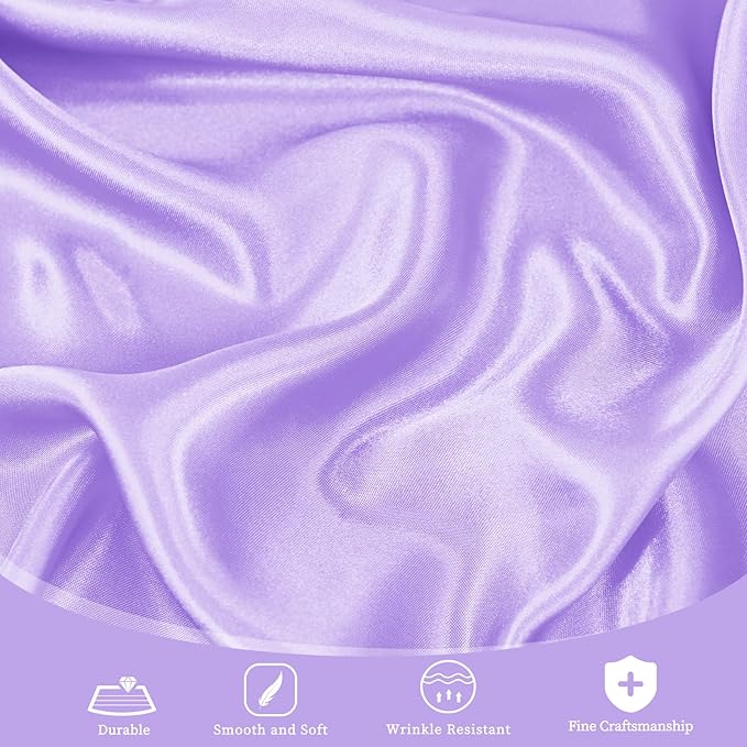 fani 12 Pack 108 Inch Lavender Satin Tablecloth - Silky Round Tablecloth Overlay Smooth Fabric Table Cover, Bright Table Decoration for Wedding Party Banquet Events Restaurant Kitchen Dining