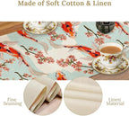 Japanese Kio Fish Table Runner Cherry Flower Art Printed Burlap Runner Home Kitchen Dining Table Living Room Decor Fabric 1 Panel W13xL108in