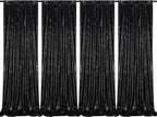 Black Sequin Backdrop 4 Panels 2FTx8FT Halloween Backdrop Curtains Party Backdrop Wedding Baby Shower Decoration