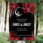 Gothic Halloween Welcome Sign, 4mm Thick Plastic, 12"x18", 28"x24", 18"x27", 24"x36", Black, Burgundy, Ground Stake, Wedding Sign