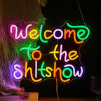 Welcome To The Show Neon Sign USB Powered Individual Fashion Decor Neon Sign Dimmable Multicolored Neon Light for Wall Decor Led Light Up Letters Sign for Vogue Occasion Home Bar Art Wall Decor(16.5*12.6 In)