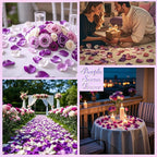 180 PCS Real Purple White Rose Petals for Wedding Flower Girl to Throw, 1.75oz Mixed Fresh Dried Rose Petal for Proposal Centerpieces Valentine's Day Romantic Night Decor