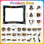 2026 New Year Photo Booth Inflatable Frame Kit, 30Pcs Colorful Neon New Years Photo Booth Props with Inflatable Picture Frame for New Year Eve Party Selfie Props Supplies