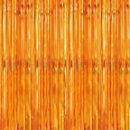 Crosize 2 Pack Foil Fringe Curtains Party Decorations, Orange Tinsel Curtain Backdrop for Parties, Door Streamers, Glitter Streamer Fringe Backdrop for Birthday Decoration