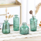 Bud Vases in Bulk 15 Pcs,Small Glass Vases for Flowers as Wedding Centerpieces for Tables,Clear Flower Vases Suitble for Wedding Decorations,Christmas,Anniversary,Birthday Party (Dark Green)
