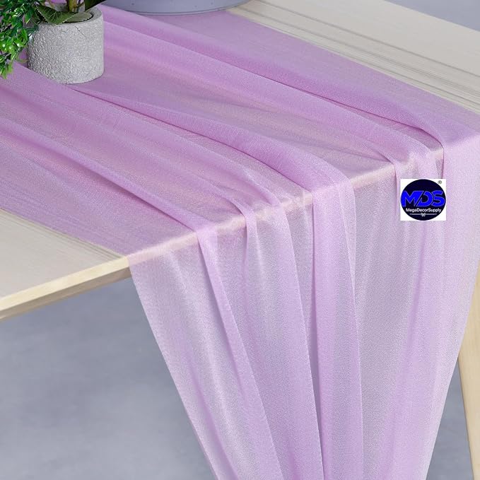 MDS 15 Pack 10ft Chiffon Table Runner 29 x 120 Inches Sheer Wedding Runner Romantic Rustic Table Runner for Wedding Decorations, Birthday Parties, Bridal Shower Party Arch Decor - Orchid
