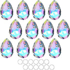 12 Pieces 50mm Crystal Prisms Chandelier Colorful Bauhinia Ornament Pendants Rainbow Maker Hanging Prisms for Wedding Party Tree Garlands Decoration DIY Jewelry