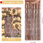 10 Pack Brown Backdrop Curtain 3.2ft x 8.2ft Metallic Tinsel Foil Fringe Curtains Photo Booth Background for Birthday Party Decoration Baby Shower Engagement Wedding Christmas Decoration (Brown)