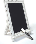 Better Office Products Framed Tabletop Chalkboard Sign, 9.5" x 14", Rustic Wood Frame, Small Magnetic Chalkboard with Built-in Ledge and Folding Stand, One White Chalk Marker Included,(Whitewash)