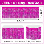 6Pack 29 x108 Inch Rose Red Wave Foil Fringe Table Skirts Metallic Banner for Tinsel Streamer Garland Backdrop for Parade Floats, Mother's Day, Easter, Graduate, Birthday, Wedding Party Decoration