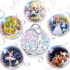 Bubble Machine Automatic Bubble Blower for Kids Toddlers Rechargeable Portable Spherical LED Bubble Maker Electric Auto Rotating 45°/360° Outdoor Toy Birthday Party Wedding (Spherical Crackle White)