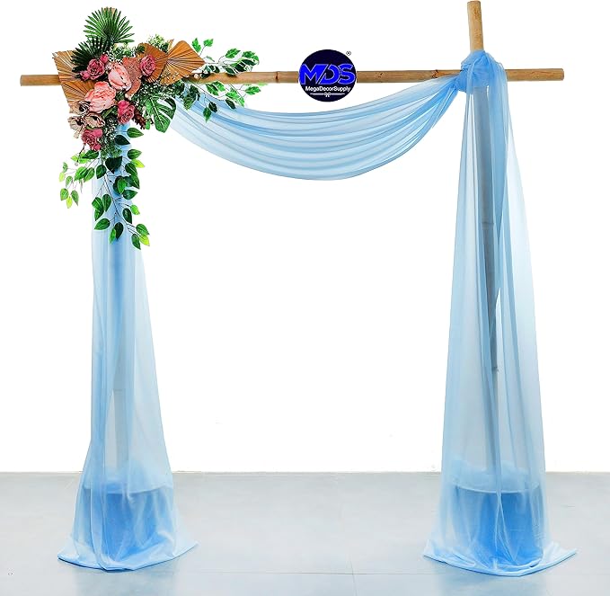 MDS Halloween Chiffon Draping Fabric - 2 Panel, 30" Wide x 100ft Long - Sheer Spooky Arbor & Canopy Drapery for Haunted House Backdrops, Party Ceilings, DIY Costumes & Themed Events - Turquoise
