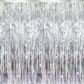 GOER 3.2 ft x 9.8 ft Metallic Tinsel Foil Fringe Curtains Party Photo Backdrop Party Streamers for Birthday,Graduation,New Year Eve Decorations Wedding Decor (Silver,1 Pack)