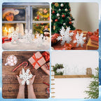 Qunclay 20 Pcs Wooden Snowflake Decorations 3D Snowflake Tabletop Decor Christmas Signs and Centerpiece for Winter Wonderland Decorations Xmas Tiered Tray Decor(White)