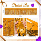 2 Pack Dark Purple Orange Table Skirts, 29x108" Metallic Foil Tinsel Fringe Table Skirt for Rectangle Tables Streamer Curtains Backdrop, Party Decorations for Birthdays, Weddings, Holidays