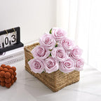 Artificial Rose 10pcs Open Flower Bouquet Faux Rose Stems for Wedding Arrangement, Bridal Bouquet, Centerpiece, Fake Faux Silk Flowers (Mauve Lavender)