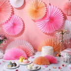 MotiMind 24 Pcs Hot Pink Paper Fans Pink Peach Party Decorations Classroom Decor Wall Background Ceiling Hanging Decoration for Birthday Wedding Baby Bridal Shower Engagement Party Decor