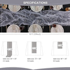 Snowkingdom 6 Pcs 10 FT Silver White Cheesecloth Table Runner Sheer Chiffon Gauze Runner, Sequin Glitter Silver Table Decoration Centerpieces for Wedding Birthday Christmas Bridal Baby Shower