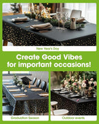 Pureegg Plastic Table Cloth Disposable 10 Pack, 54 x 108 Inch Table Cloths, Graduation Decorations Class of 2025, Graduation Tablecloths, Rectangle, Plastic Cover, Leakproof & Sturdy, Black and Gold