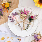 12/24 PCS Charming Dried Flowers Bouquet for Vase Various Dried Wildflowers with Stems Mini Handmade Wildflowers Natural Real Flowers Bulk Flowers Craft (Blossoms, 12 PCS)