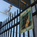 Funny Black Cat Bar Sign – “Show Me Your Tito's” Vintage Metal Wall Decor for Man Cave, Pub, or Home Bar – 12" x 8" Tin Poster