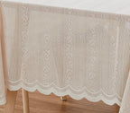 LinenZone Lace Round Tablecloth with Elegant Scalloped Bottom for Any Special Event Such as Wedding, Birthday Party, Baby Shower, Anniversary. Sits 6 to 8 People. (Linda 90 Round, Linen)