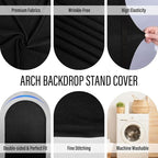 LEBENGURU Upgraded 7.2FT Wedding Arch Cover, Black Spandex Fitted Arch Backdrop Cover, Round Top Chiara Stand Covers for Birthday Party Baby Shower Banquet Balloon Décor