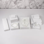 TheDisplayGuys - 25-Pack #53 Kraft Paper Cardboard Gift Boxes/Jewelry Cases w. Cotton Padding & Lid - Matte White - (5.4" x 3.9" x 1.0")