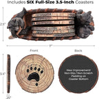 Bear Coasters Set of 6 Full Size Rustic Coasters in Handmade Canoe with Adorable Black Bear Figurines | Black Bear Log Cabin Decorations, Rustic Lodge Decor for The Home